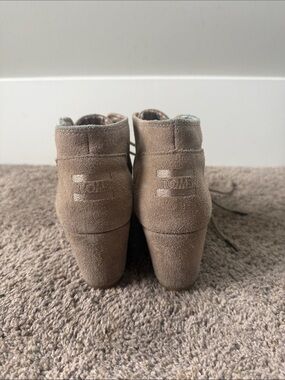 Toms Taupe Suede Wedge Ankle Boots